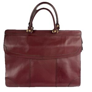 Vtg Leather Briefcase Laptop Bag Preppy Dark Academia Attache Burgundy Oxblood